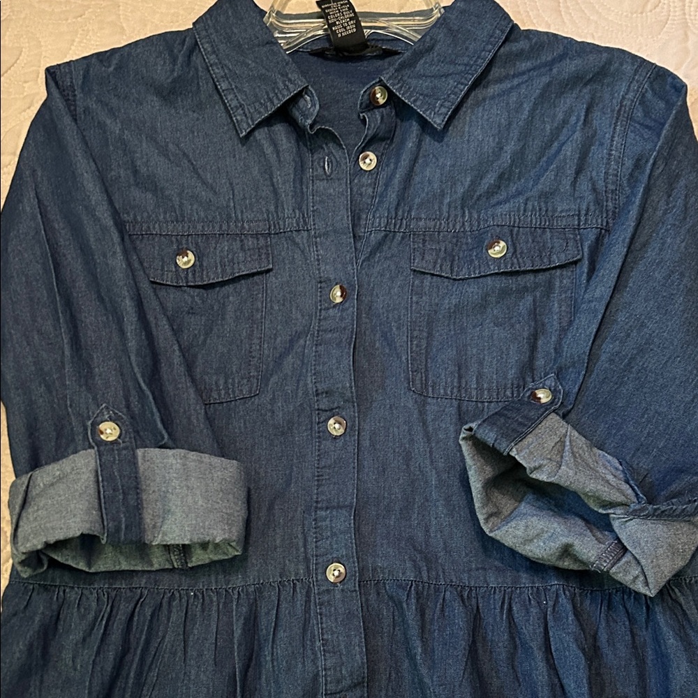 NWT Millennium Women's Tiered Denim Shirt Dress Size S - Picture 5 of 6